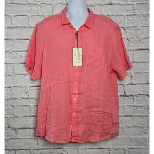 NWT Heritage Report Collection Shirt Mens Size XXL 100% Linen Coral Short Sleeve